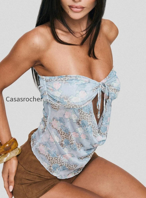 Sublimity Strapless Top Blue Multi