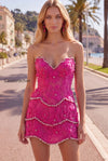 sparkly-pink-floral-tight-short-strapless-homecoming-dress-with-pearls