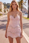 sparkly-pink-floral-tight-short-strapless-homecoming-dress-with-pearls