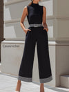 high-neck-contrast-stripe-belted-wide-leg-jumpsuit