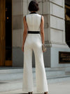 contrast-trim-belted-wide-leg-jumpsuit