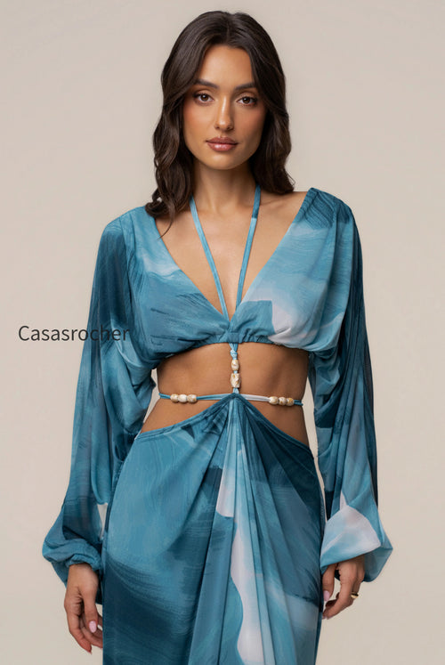 Sunset Blue  Selene Draped Top