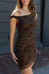 Polka Dot Mesh Ruched Mini Dress