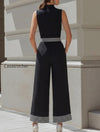 high-neck-contrast-stripe-belted-wide-leg-jumpsuit