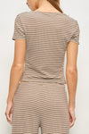 Striped Button Front Tee