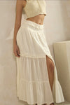 Tiered Lace Trim Maxi Skirt